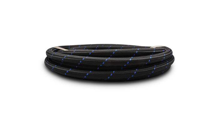 Vibrant Performance 1198C 5ft Roll of Black Blue Nylon Braided Flex Hose; AN Size: -10; Hose ID 0.58"