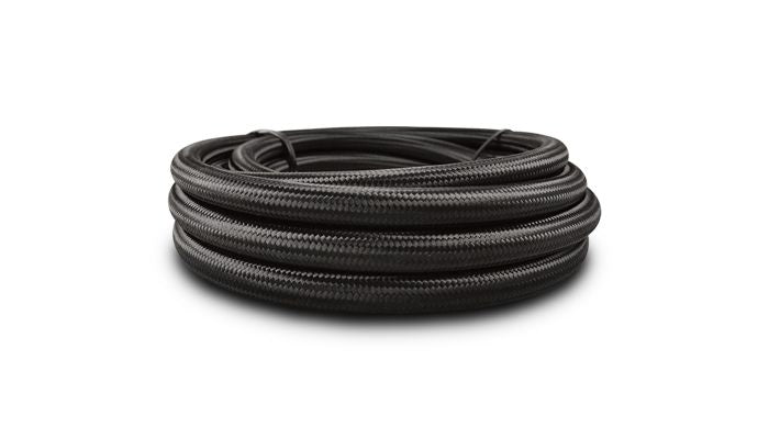 Vibrant Performance 11988 5ft Roll of Black Nylon Braided Flex Hose; AN Size: -8, Hose ID 0.44"