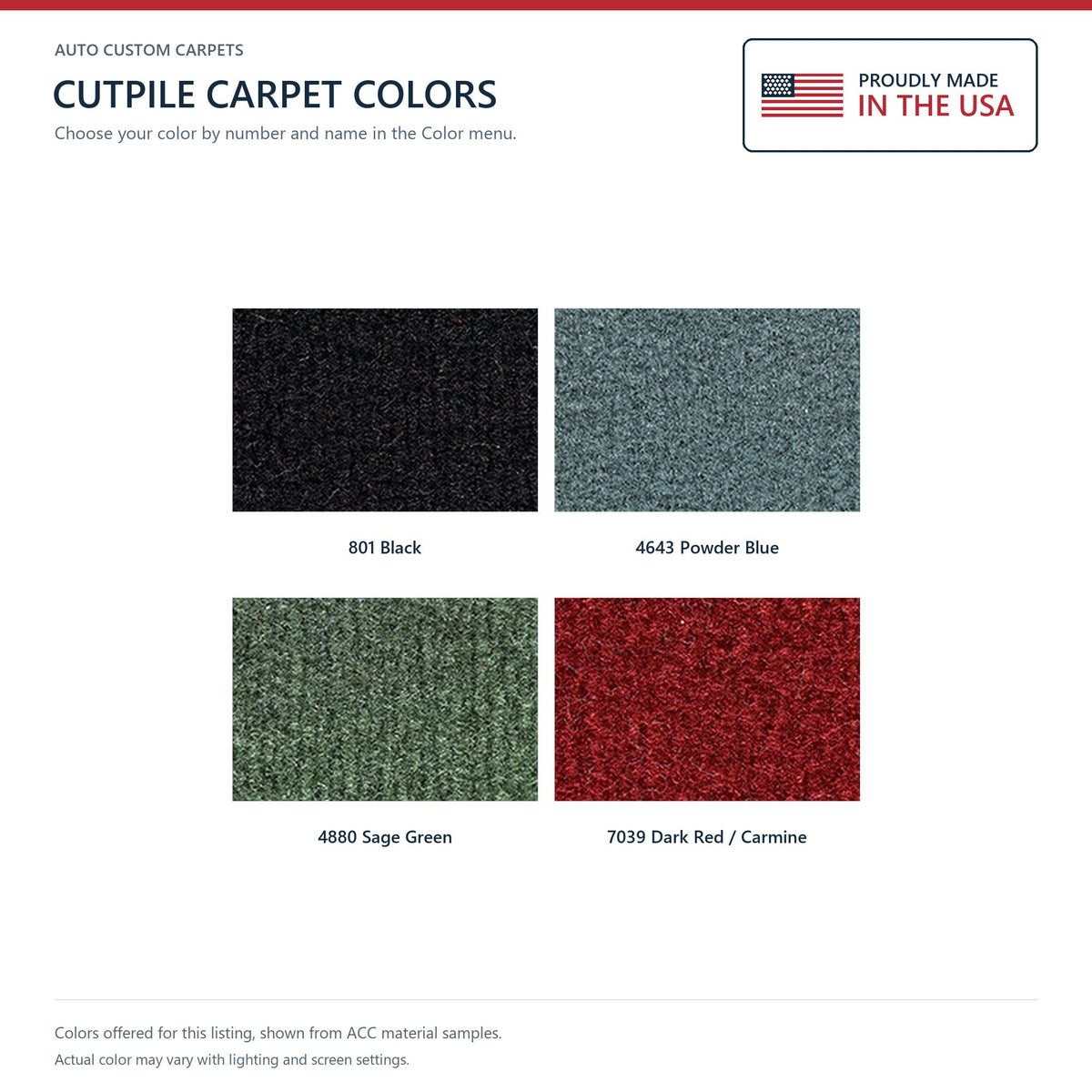 1978 GMC Caballero Complete Cutpile Molded Replacement Carpet Kit - 5-Piece - product details image 9