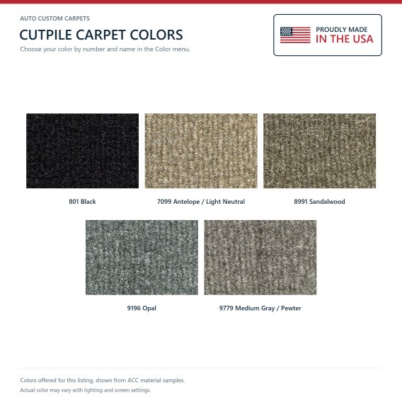 ACC Cutpile color options for this listing - Proudly Made in the USA