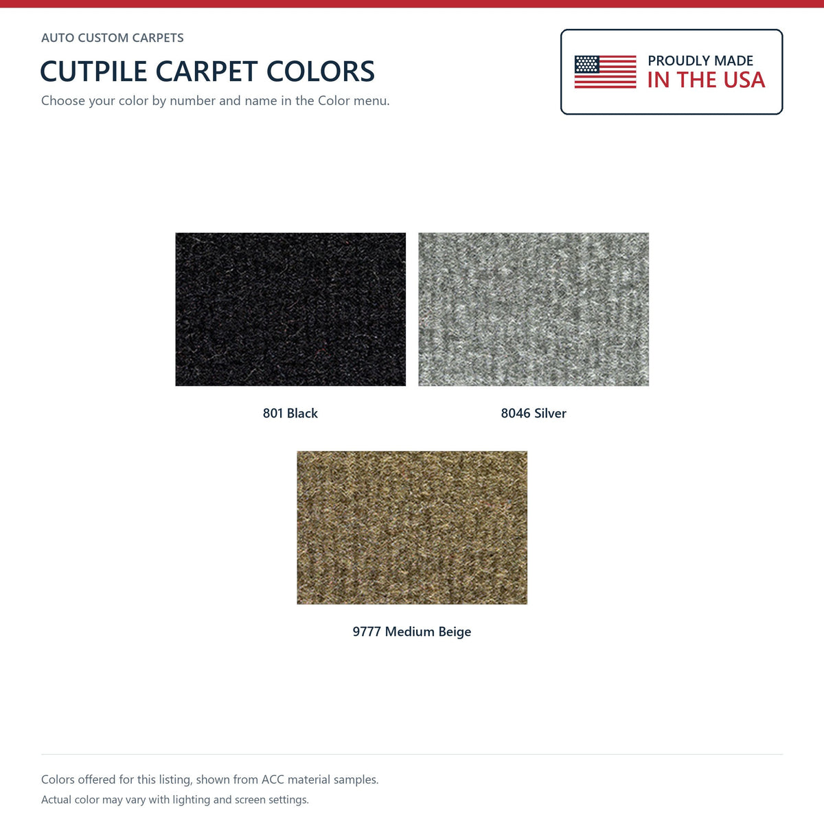 1988-1989 Chrysler Fifth Avenue 4DR Rear Wheel Drive Cutpile Molded Replacement Carpet Kit - 1-Piece - product details image