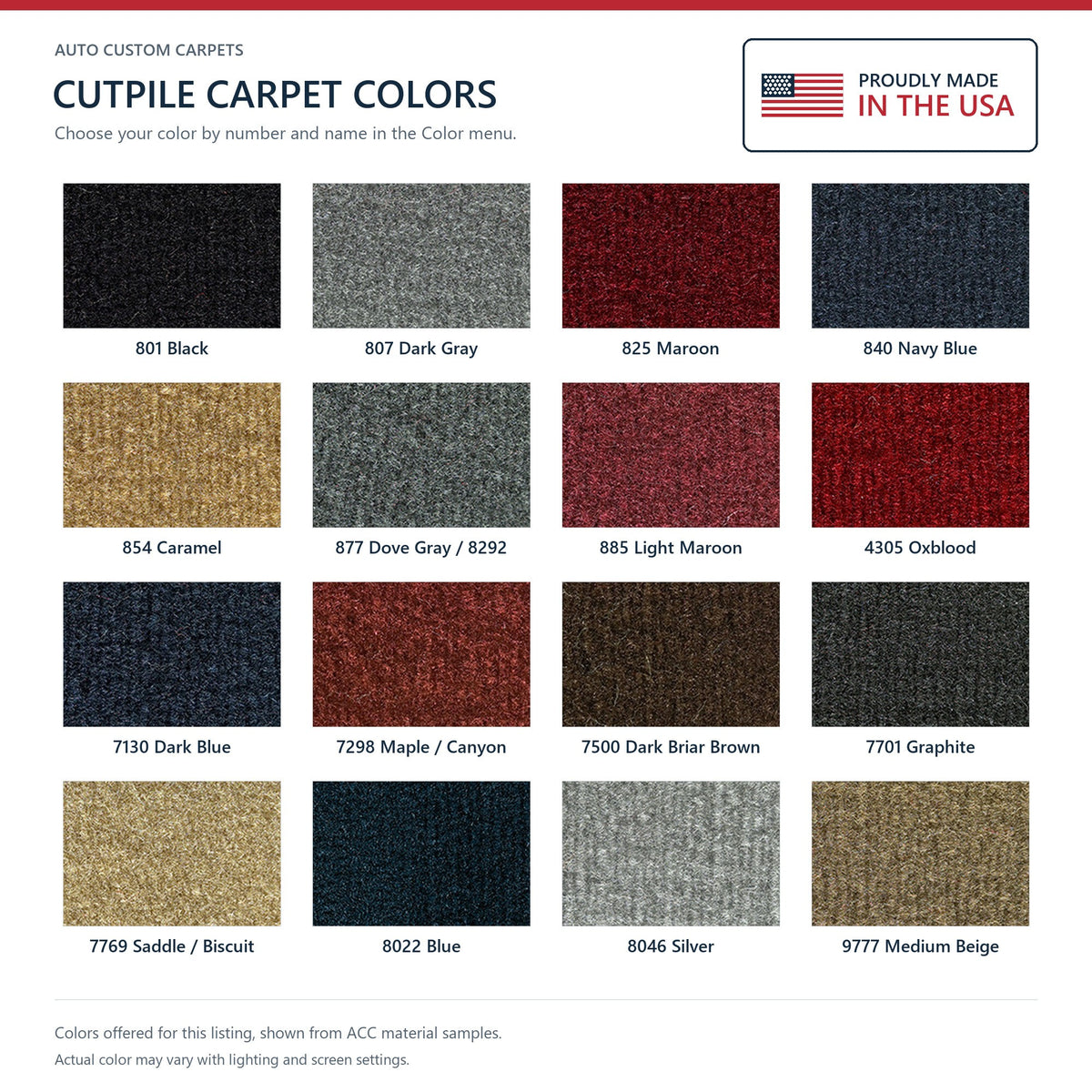 1984-1986 Chrysler LeBaron 2DR Convertible Cutpile Molded Replacement Carpet Kit - 1-Piece - product details image 9