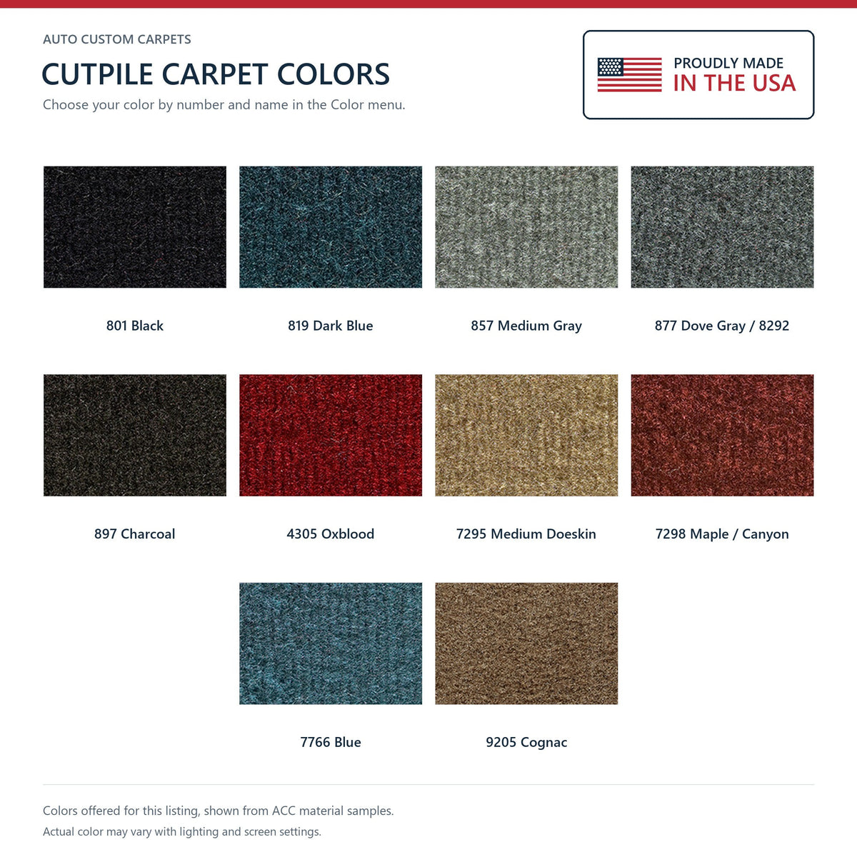 1987-1991 GMC V3500 Crew Cab Inserts w/o Cardboard Kick Panel Cutpile Replacement Carpet Kit - 4-Piece - product details imag