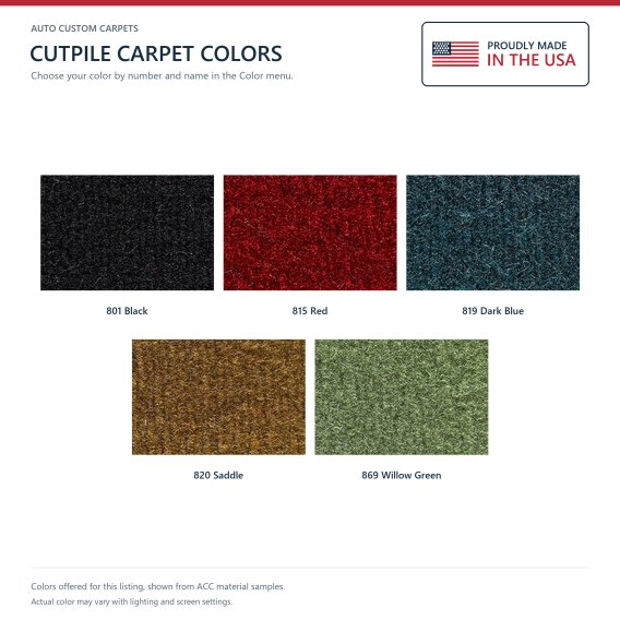 ACC Cutpile color options for this listing - Proudly Made in the USA