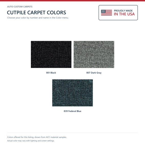 ACC Cutpile color options for this listing - Proudly Made in the USA