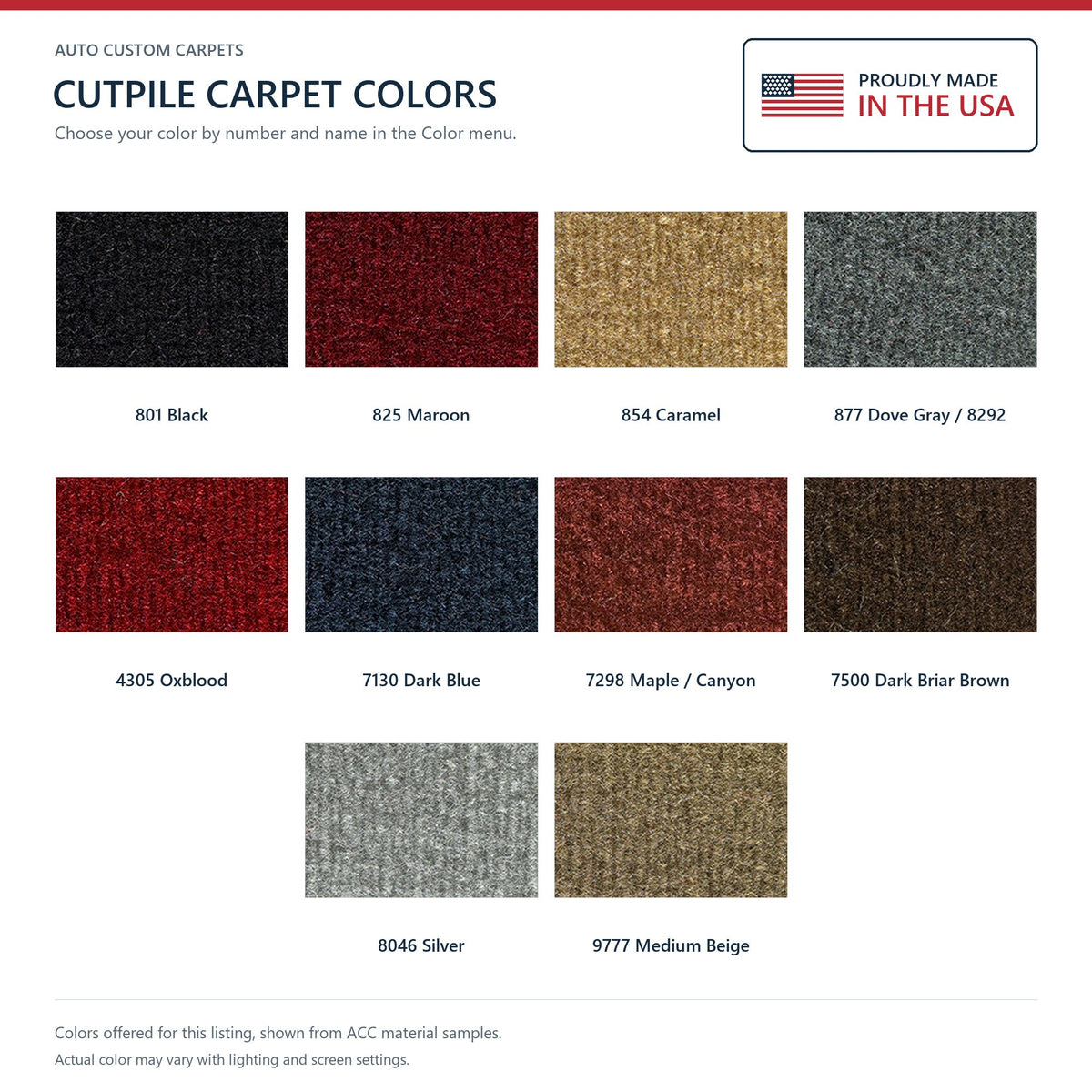 1981-1989 Plymouth Reliant 2DR Cutpile Molded Replacement Carpet Kit - 1-Piece - product details image 9