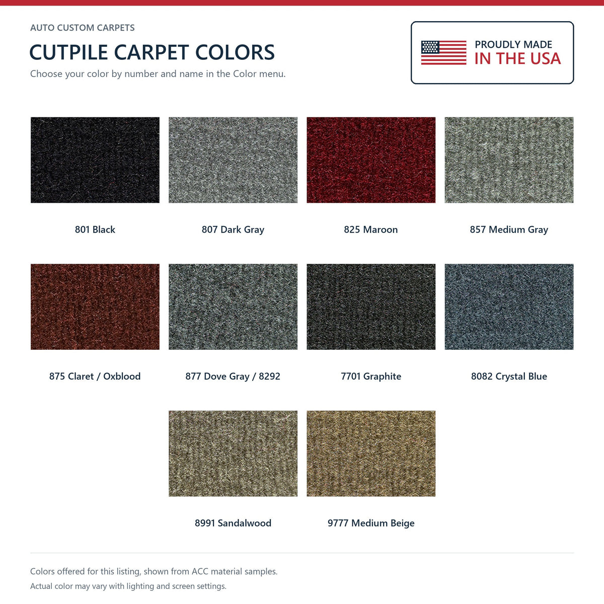 1991-1996 Oldsmobile 98 Regency Elite 4DR w/o Heat Vents Cutpile Replacement Carpet Kit - 1-Piece - product details image 9