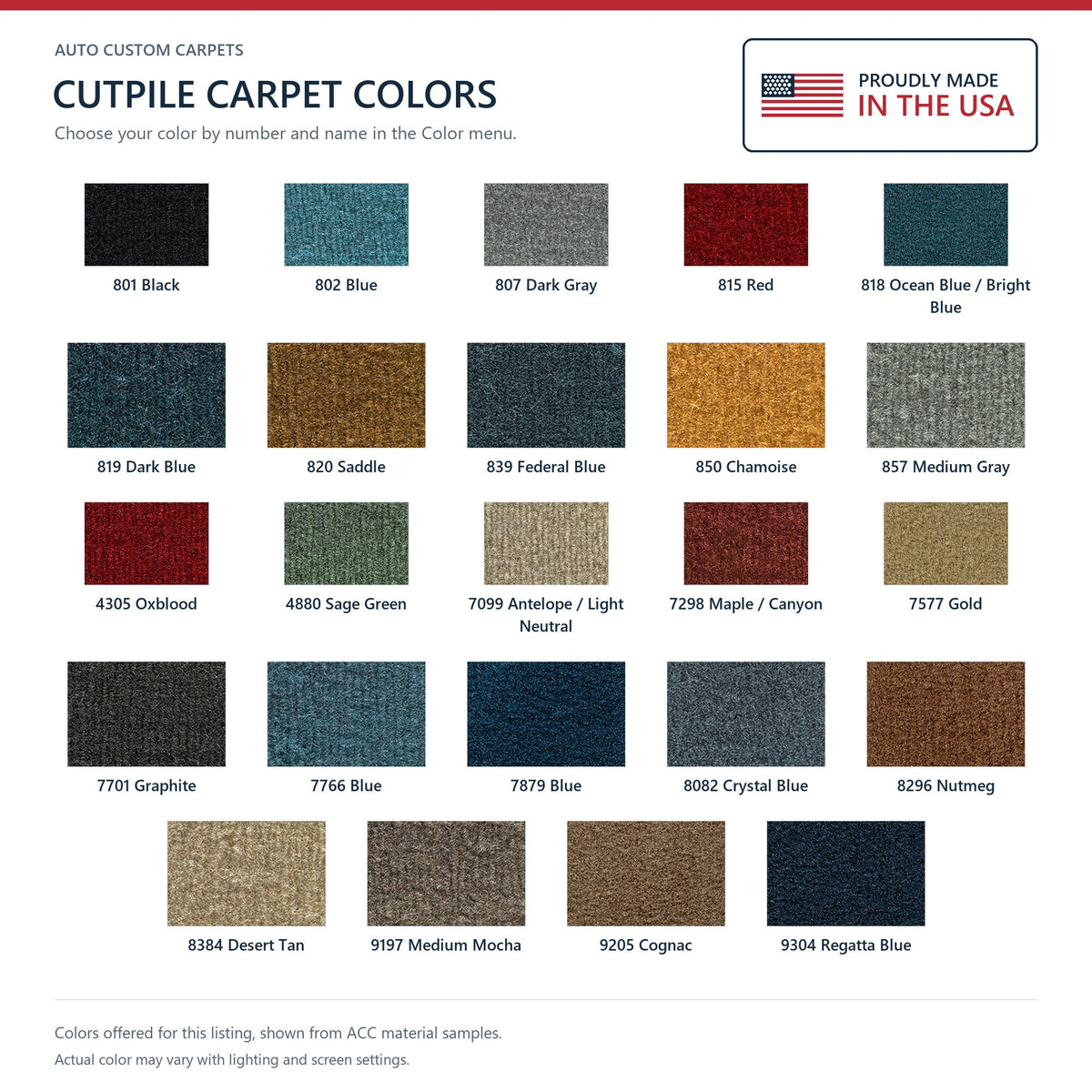 1980-1985 Ford F-250 Reg Cab Auto/Manual 2 & 4WD Dump Truck Cutpile Replacement Carpet Kit - 1-Piece - product details image