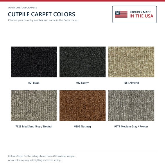 ACC Cutpile color options for this listing - Proudly Made in the USA