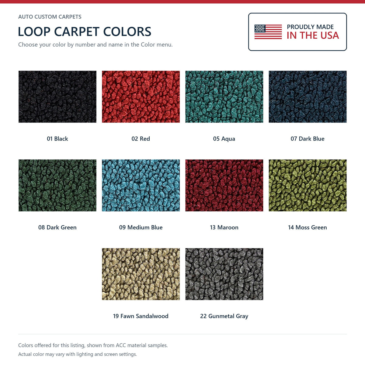 1967-1969 Ford Thunderbird 4DR without Console Loop Molded Replacement Carpet Kit - 2-Piece - product details image 9