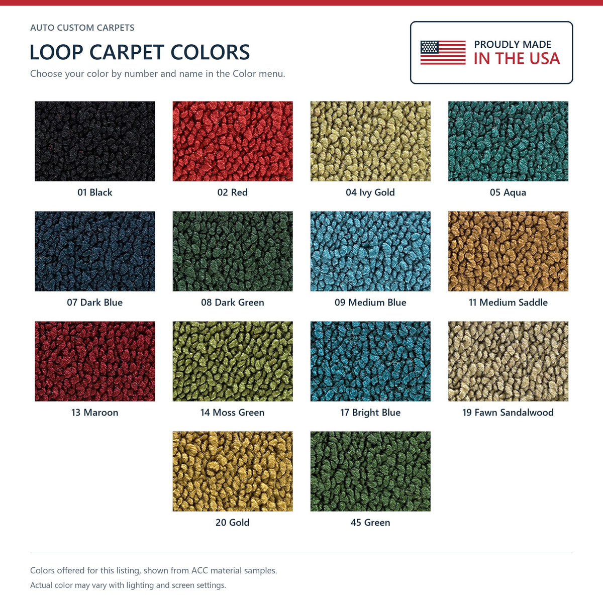 1968-1972 Chevrolet Chevelle Door Panel 2DR 5 Inch Inserts Loop Replacement Carpet Kit - 2-Piece - product details image 4
