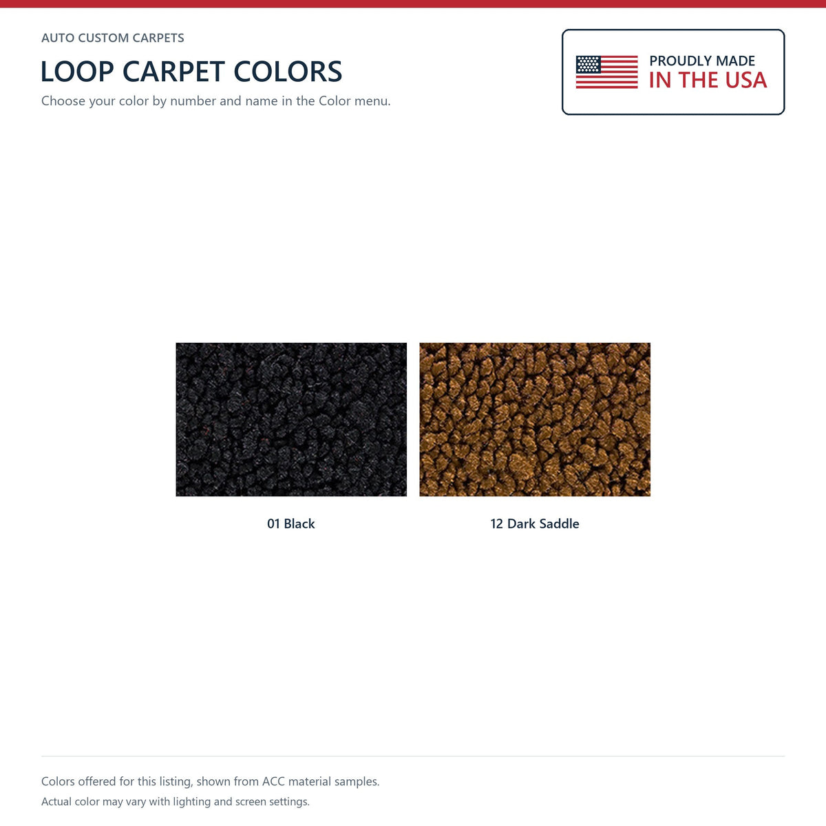 1971 Ford Torino GT 2DR Conv 4spd w/ 2 Dark Saddle Ins Loop Molded Replacement Carpet Kit - 2-Piece - product details image 1