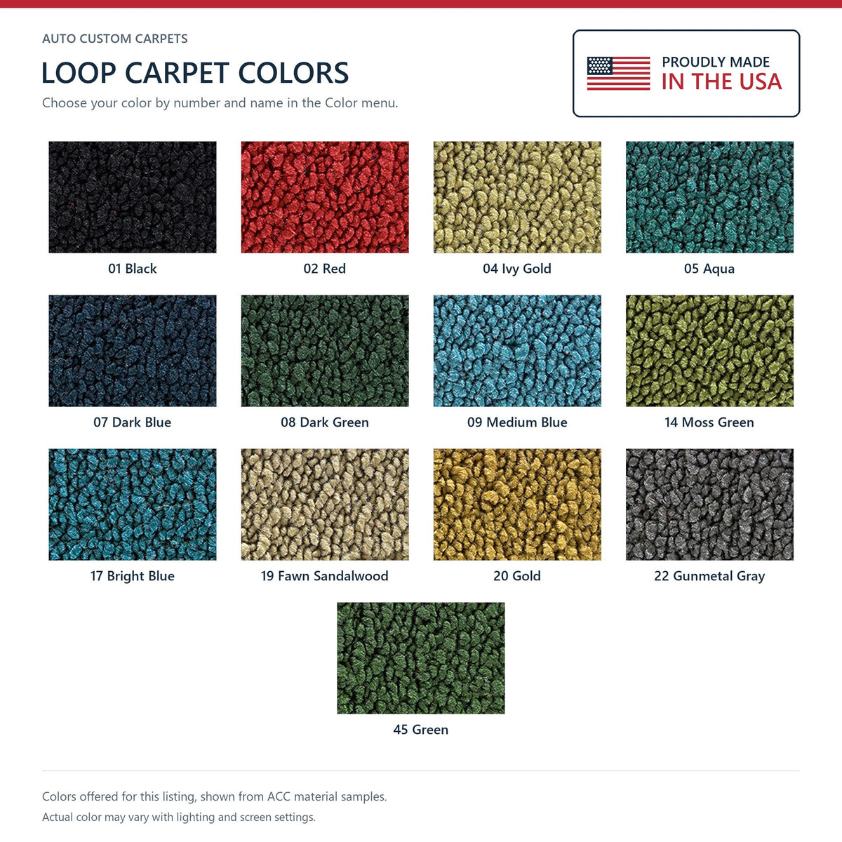 1968-1972 Chevy Chevelle Malibu 2DR 4spd Bucket Seat w/ Console Loop Replacement Carpet Kit - 2-Piece - product details image