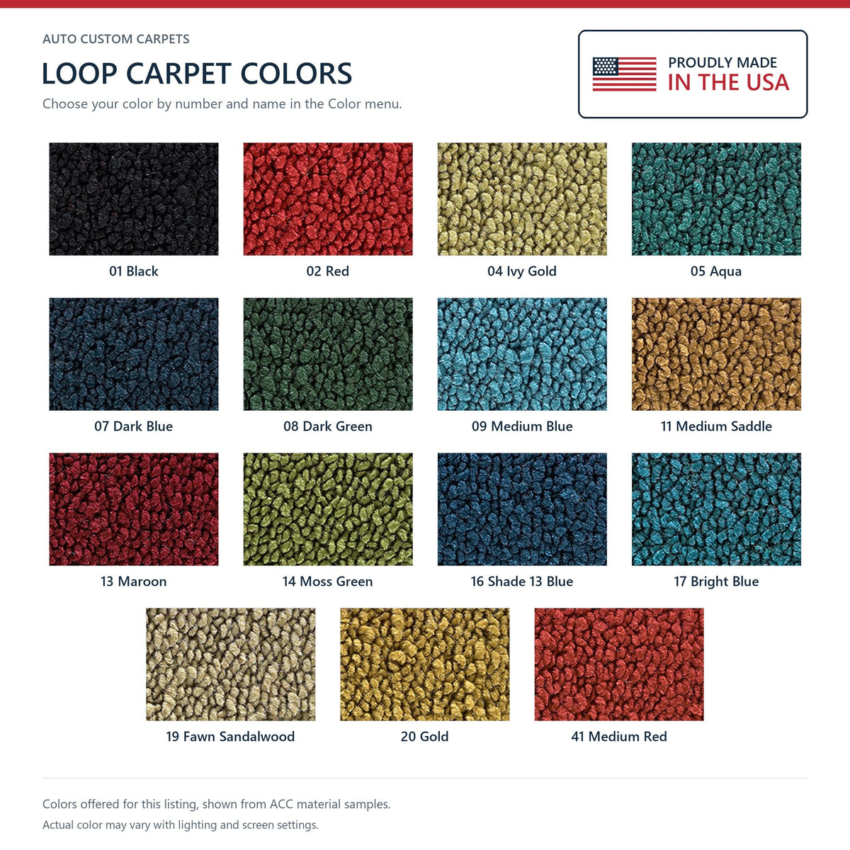 1965-1970 Chevrolet Biscayne 4DR Auto Loop Molded Replacement Carpet Kit - 2-Piece - product details image 9