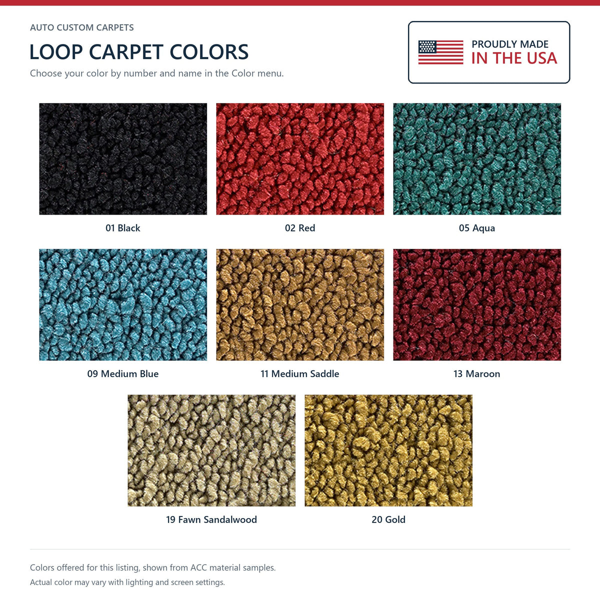 1962-1967 Chevrolet Chevy II 2DR Auto Bench Seat Loop Molded Replacement Carpet Kit - 2-Piece - product details image 9