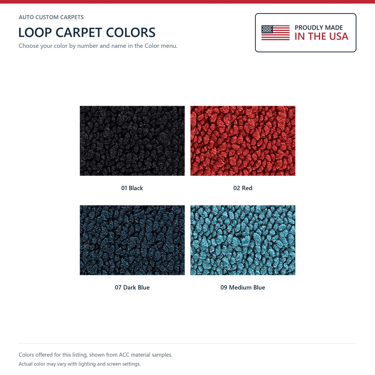 1960-1964 Chevrolet Corvair 4DR Sedan Loop Replacement Carpet Kit - 2-Piece - product details image 8