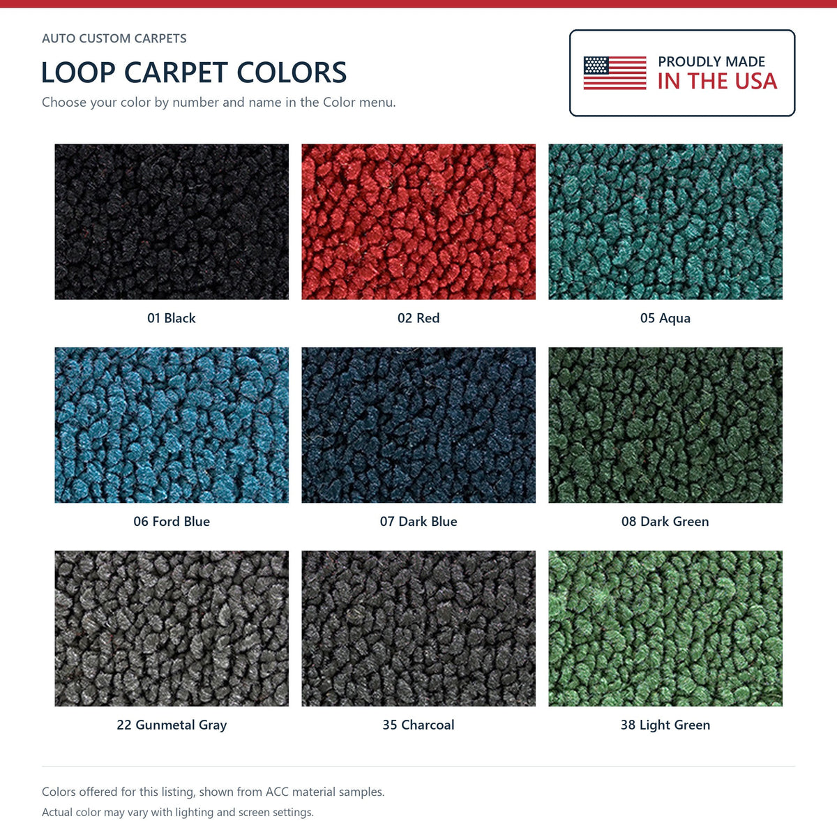 1952-1954 Mercury Monterey 2DR Sedan Loop Replacement Carpet Kit - 2-Piece - product details image 8