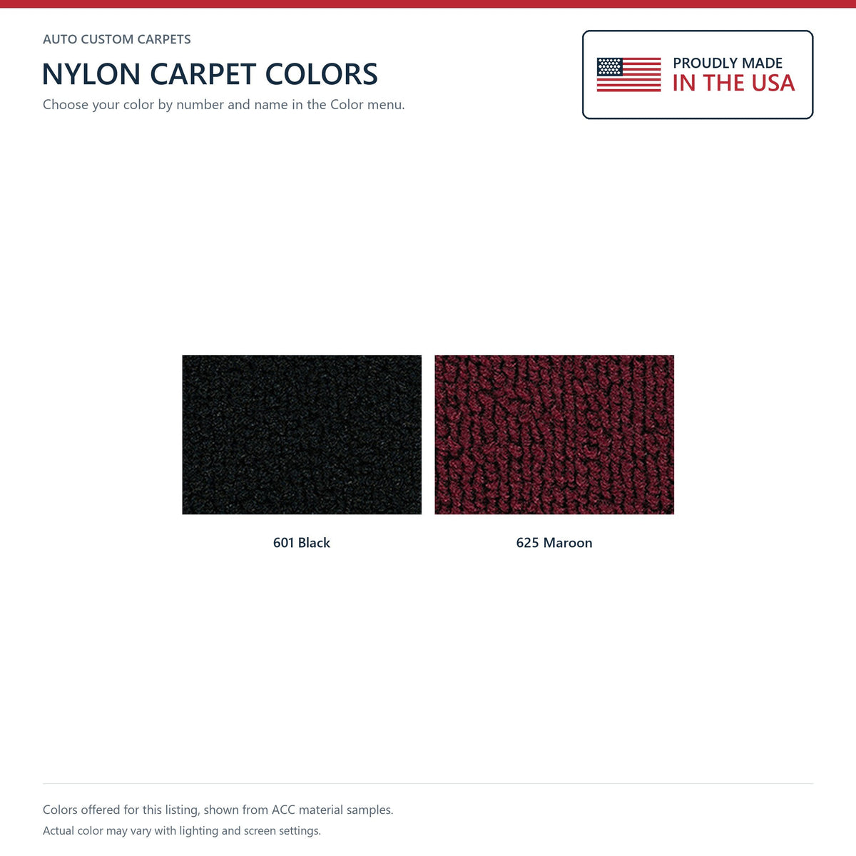 1969 Ford Mustang Mach I w/ 4 Maroon Ins w/o Shift Cut FB Nylon Replacement Carpet Kit - 2-Piece - product details image 10