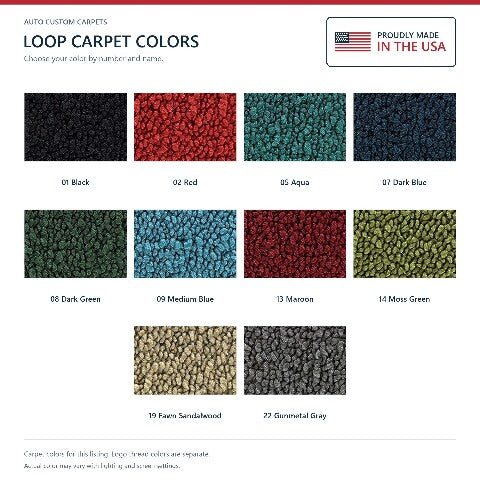 1966-1970 Ford Fairlane Loop Floor Mats with Embroidered Logo Choices - 4-Piece - product details image 15