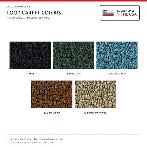 1971-1973 Ford Pinto Loop Floor Mats with Embroidered Logo Choices - 4-Piece - product details image 7