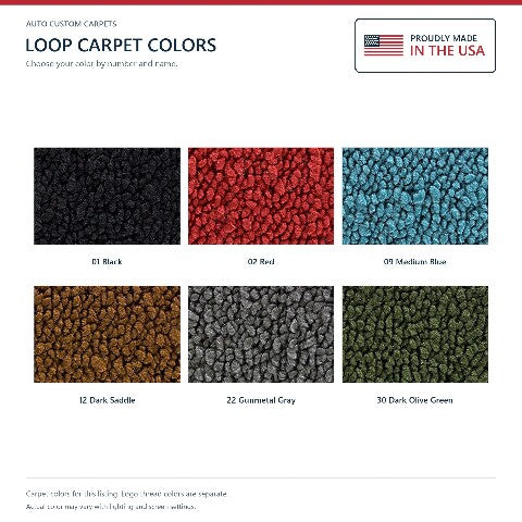 1973 Chevy C30 Crew Cab Loop Floor Mats with Embroidered Logo Choices - 4-Piece - product details image 7