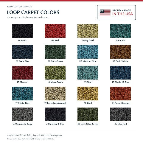 1962-1973 Chrysler Newport Loop Floor Mats with Embroidered Logo Choices - 4-Piece - product details image 6