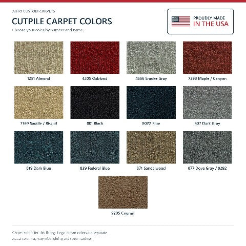 1981-1987 Dodge B150 Van Cutpile Floor Mats with Embroidered Logo Choices Front - 2-Piece - product details image 7