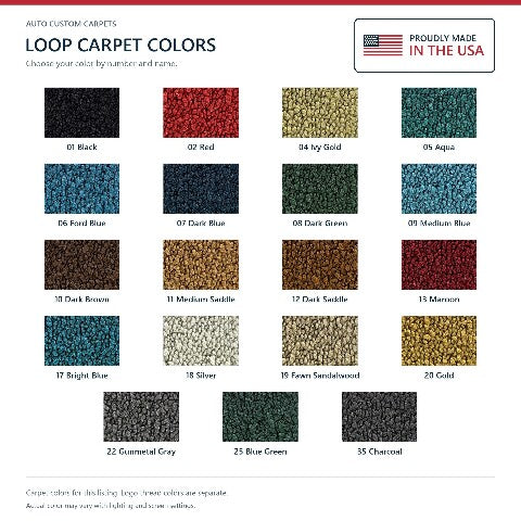 1959-1965 Ford Ranchero Loop Floor Mats with Embroidered Logo Choices - 2-Piece - product details image 9