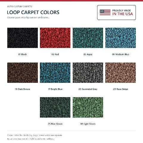 1959-1960 Cadillac DeVille 4DR Sedan Loop Floor Mats with Embroidered Logo Choices - 4-Piece - product details image 8