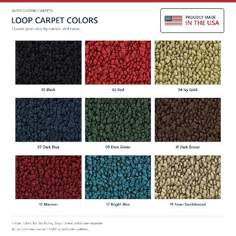 1971-1973 Pontiac Catalina Loop Floor Mats with Embroidered Logo Choices - 4-Piece - product details image 6