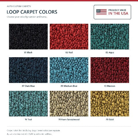 1966 Pontiac Catalina Ventura Loop Floor Mats with Embroidered Logo Choices - 4-Piece - product details image 6