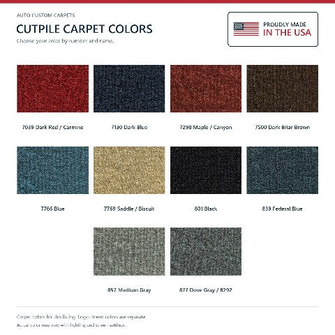 1983-1988 Chevy G10 Van Cutpile Floor Mats with Embroidered Logo Choices Front - 2-Piece - product details image 7