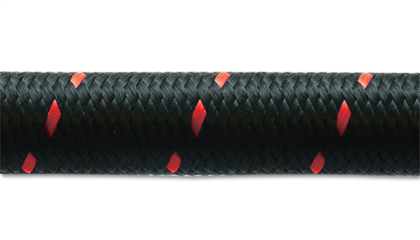 Vibrant Performance 5ft Roll of Black Red Nylon Braided Flex Hose; AN Size: -4AN; Hose ID 0.22"
