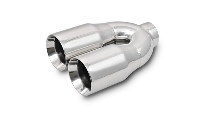 Vibrant Performance 1339 Round Stainless Steel Tip Dual; 3.5in.; Double Wall; Straight Cut; 2.5in. Inlet; 10in. Long