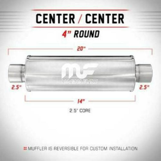 Magnaflow 2.5 inch in/out Stainless Steel MAGNAPACK Muffler Round 10416