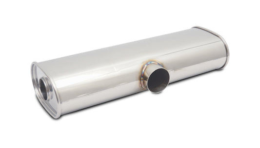 Vibrant Performance 10635 Transverse Oval Universal Muffler, 3.50" Side inlet x 3.00" dual outlets