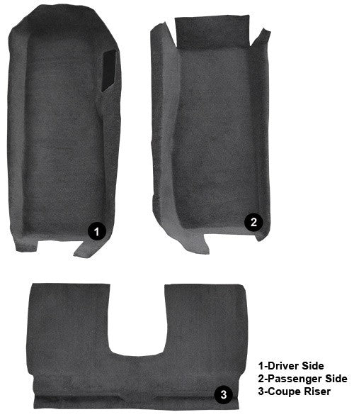 2005-2013 Chevy Corvette Coupe Front w/ Truvette Replacement Carpet Kit w/ Mass Backing - 3-Piece - product details image 5