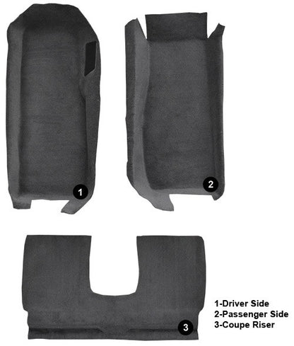 2005-2013 Chevy Corvette Coupe Front w/ Truvette Replacement Carpet Kit w/ Mass Backing - 3-Piece - product details image 5