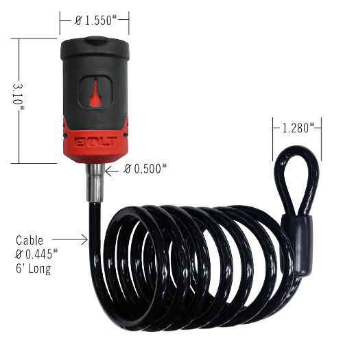 Bolt 7018452 6' Cable Lock for Chrysler, Dodge, Jeep and Ram Keys