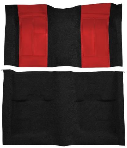 1970 Ford Mustang Mach 1 w/ 2 Red Ins w/o Shifter Cut FB Nylon Molded Replacement Carpet Kit - 2-Piece - product details imag
