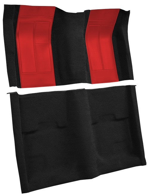 1970 Ford Mustang Mach 1 w/ 2 Red Ins w/o Shifter Cut FB Nylon Molded Replacement Carpet Kit - 2-Piece - product details imag