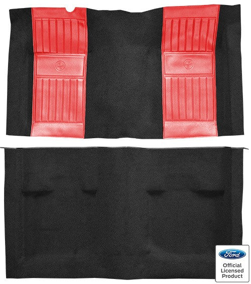 1971-1973 Ford Mustang Mach 1 w/ 2 Red Pony Ins w/o Shift Cut Nylon Replacement Carpet Kit - 2-Piece - product details image 