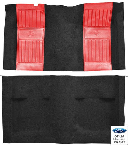 1971-1973 Ford Mustang Mach 1 w/ 2 Red Pony Ins w/o Shift Cut Nylon Replacement Carpet Kit - 2-Piece - product details image 