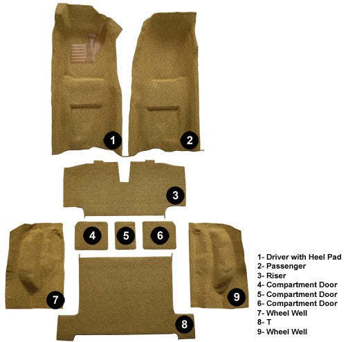 1968 Chevrolet Corvette Auto Complete with Pad Loop Molded Replacement Carpet Kit - 9-Piece - product details image 5