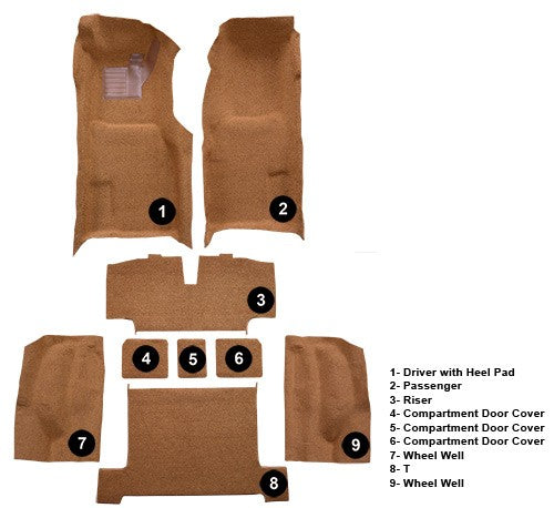 1969 Chevrolet Corvette Auto Complete with Pad Loop Molded Replacement Carpet Kit - 9-Piece - product details image 5