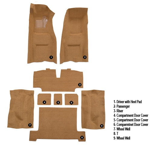 1969 Chevrolet Corvette 4spd Complete with Pad & Toe Pad Loop Molded Replacement Carpet Kit - 9-Piece - product details image