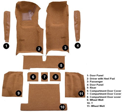 1977 Chevrolet Corvette Complete with Pad Cutpile Molded Replacement Carpet Kit - 11-Piece - product details image 5