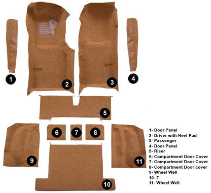 1977 Chevrolet Corvette Complete with Pad Cutpile Molded Replacement Carpet Kit - 11-Piece - product details image 5