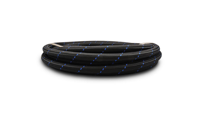 Vibrant Performance 11966B 10ft Roll of Black Blue Nylon Braided Flex Hose; AN Size: -6; Hose ID: 0.34";