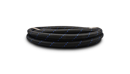 Vibrant Performance 5ft Roll of Black Blue Nylon Braided Flex Hose; AN Size: -8, Hose ID 0.44"